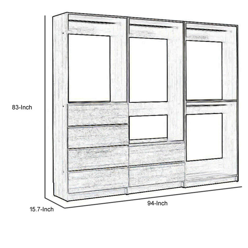 Dee Modular Closet System, 4 Hanging Rods, 6 Drawers, Wood, Brown