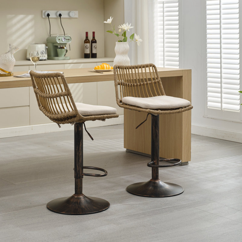Chaise de bar pivotante 360, Cadre beige / noir