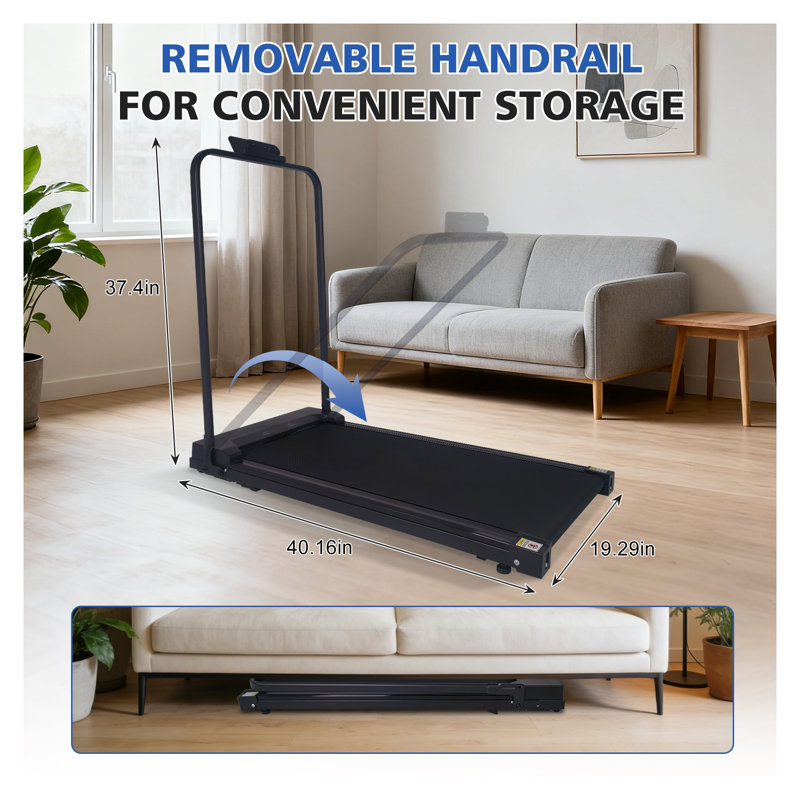 Tapis de marche pliable avec inclinaison réglable et guidon, télécommande 0,6-3,8 MPH, appareil de musculation sous le bureau pour bureau à domicile, acier noir
