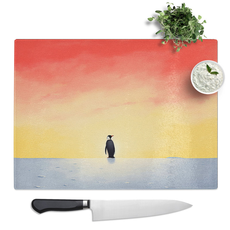 Penguin Minimalism  Glass Chopping Board