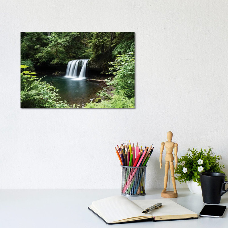 Waterfall In A Forest, Samuel H. Boardman State Scenic Corridor, Pacific Northwest, Oregon, USA - Wrapped Canvas Print