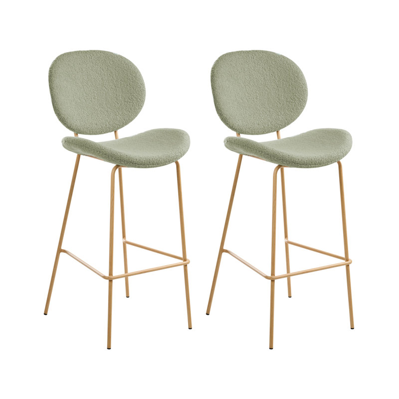 Luana Upholstered Counter Stool with Metal Frame, Light Green