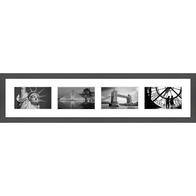 Loghann Wood Picture Frame with Mat, Dark Grey