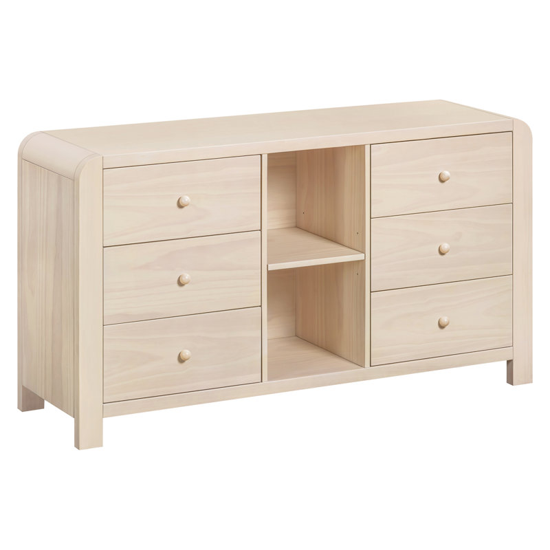 TipToe 6-Drawer Assembled Dresser with Cubbies, Washed Natural