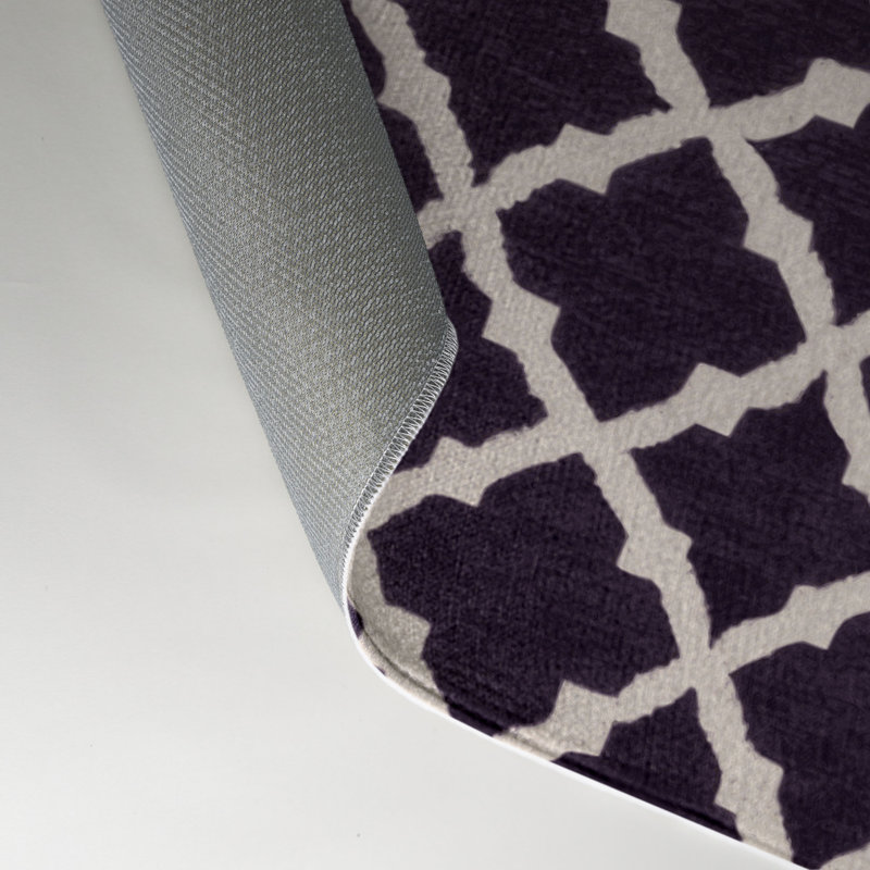 Trellis Purple Indoor and Outdoor Area Rug, Rectangle 3' x 5'