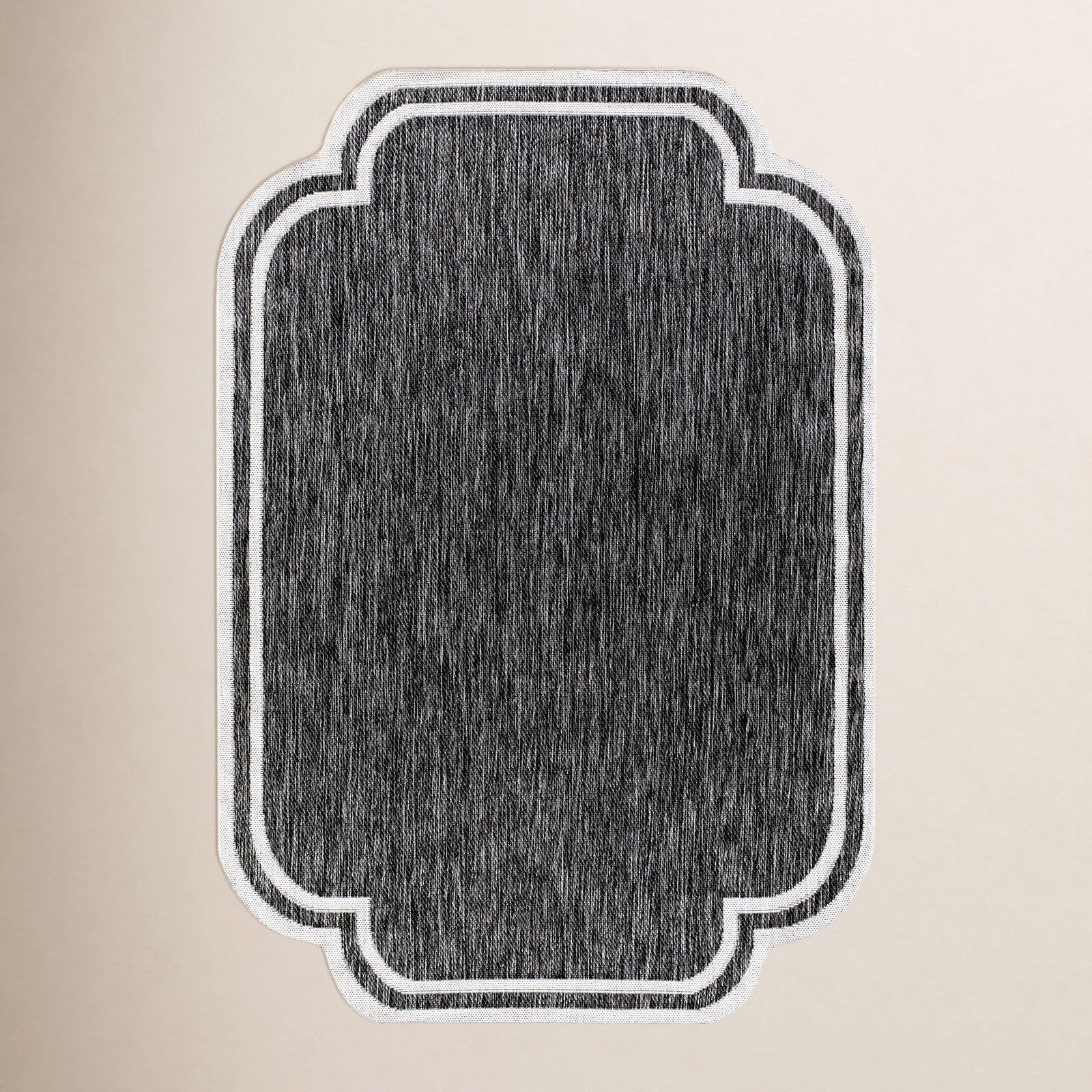 Skiles Striped Outdoor Rug, Black/Cream, Rectangle 5'3" x 7'