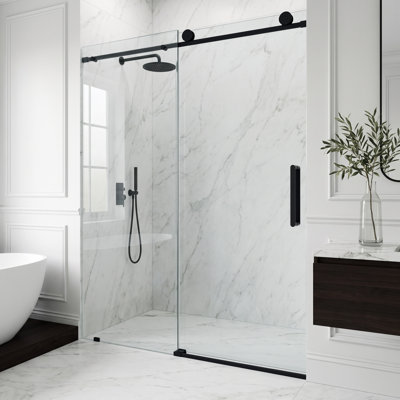 Porte de douche coulissante sans cadre avec verre transparent 3/8 po l 56-60 po x H 76 po Elan