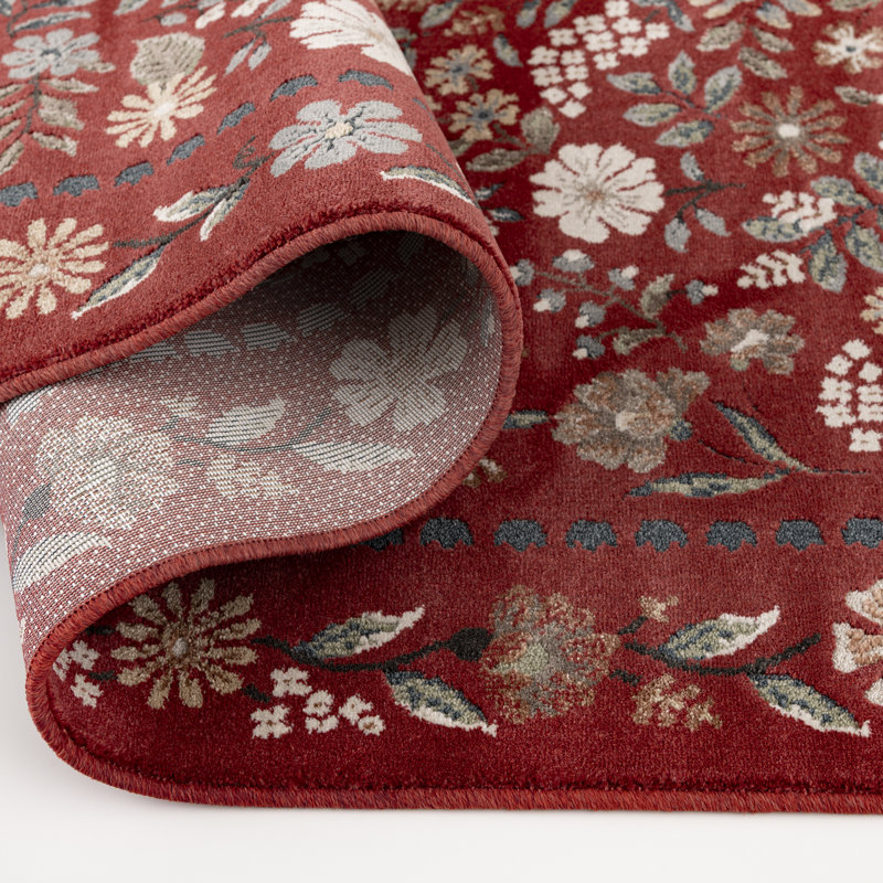 Erin & Ben Co. LAURA - Tapis tissé rouge Cinnabar, 5'3"x7'7", Cinnabar Red/Multi