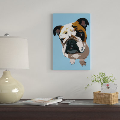 " Bulldog On Blue " by Julie Ahmad