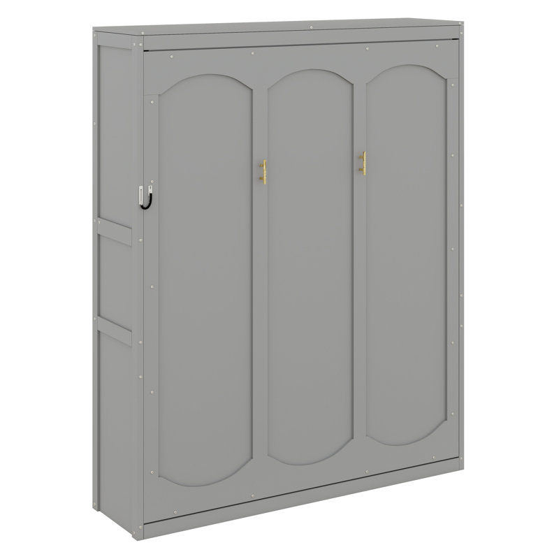 Lit escamotable avec tablettes intégrées, Gris