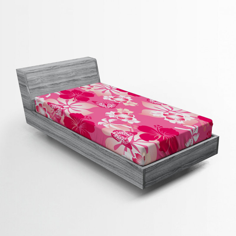 Microfiber Floral Fitted Sheet, Twin Fitted Sheet
