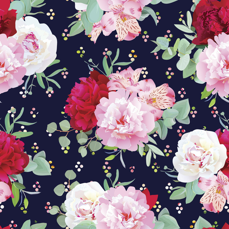 " Floral Seamless Pattern ", 12" H x 12" W  