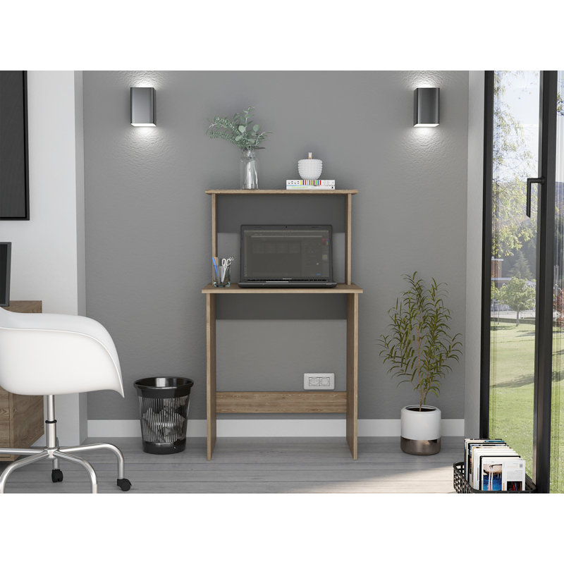 Rocklin home office Desk with Top Shelf Hutch