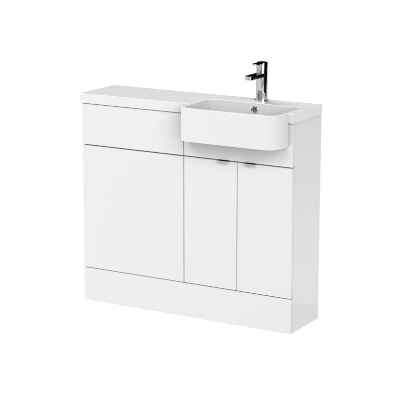 Caillen Single Bathroom Vanity with Integrated Polymarble Basin, Gloss White