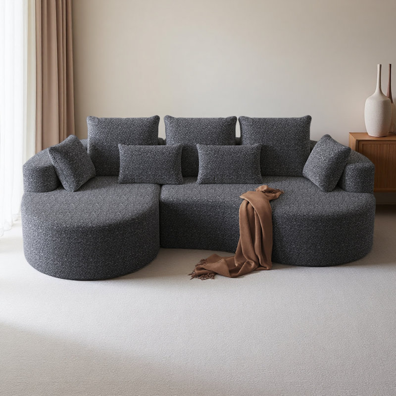 Canapé modulaire surdimensionné rembourré Modern, Orienté à gauche (vu de face), Gris chenille