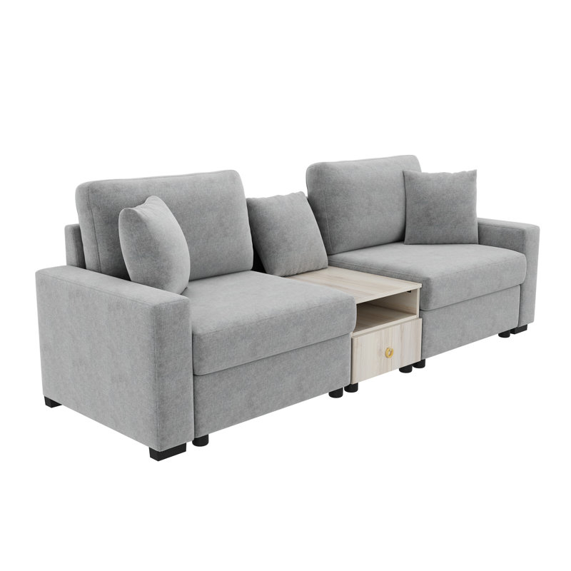 Canapé rembourré Calvera, Gris, L 95,7 po x P 31,1 po x H 32,3 po