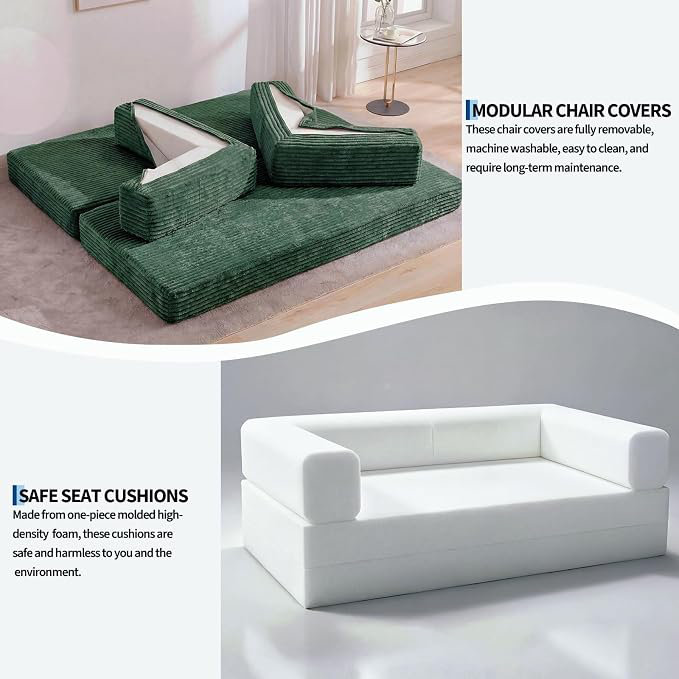 Canapé d'angle modulaire convertible en mousse à mémoire de forme, Green