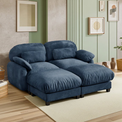 Canapé moderne en chenille avec pouf amovible, coussins et oreillers lombaires pour salon, appartement