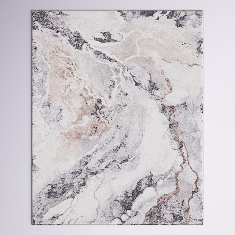 Makenna Abstract Gray/Beige Area Rug, Rectangle 8' x 10'