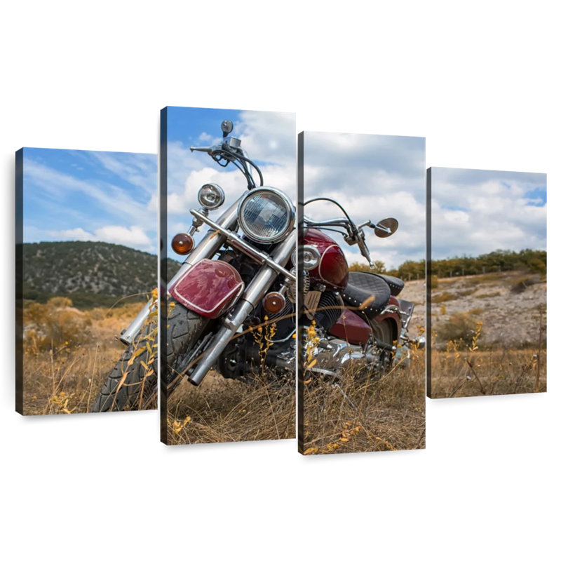 Mehar Parked Classic Motorcycle, 48" H x 75" W
