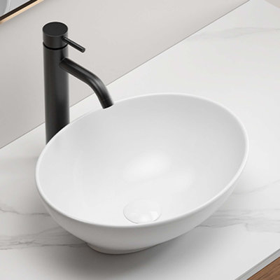 Oval Ceramic Countertop Bathroom Vanity Vessel Sink