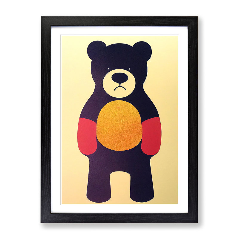 Teddy Bear Mid Century Vol.2 - Single Picture Frame Print, Black, 64cm H x 46cm W x 2cm D