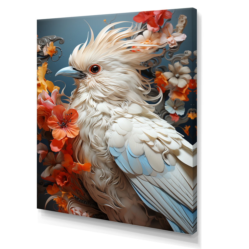 Bird Feathery Symphony sur toile, H 32 po x l 24 po x P 1 po, Toile tendue