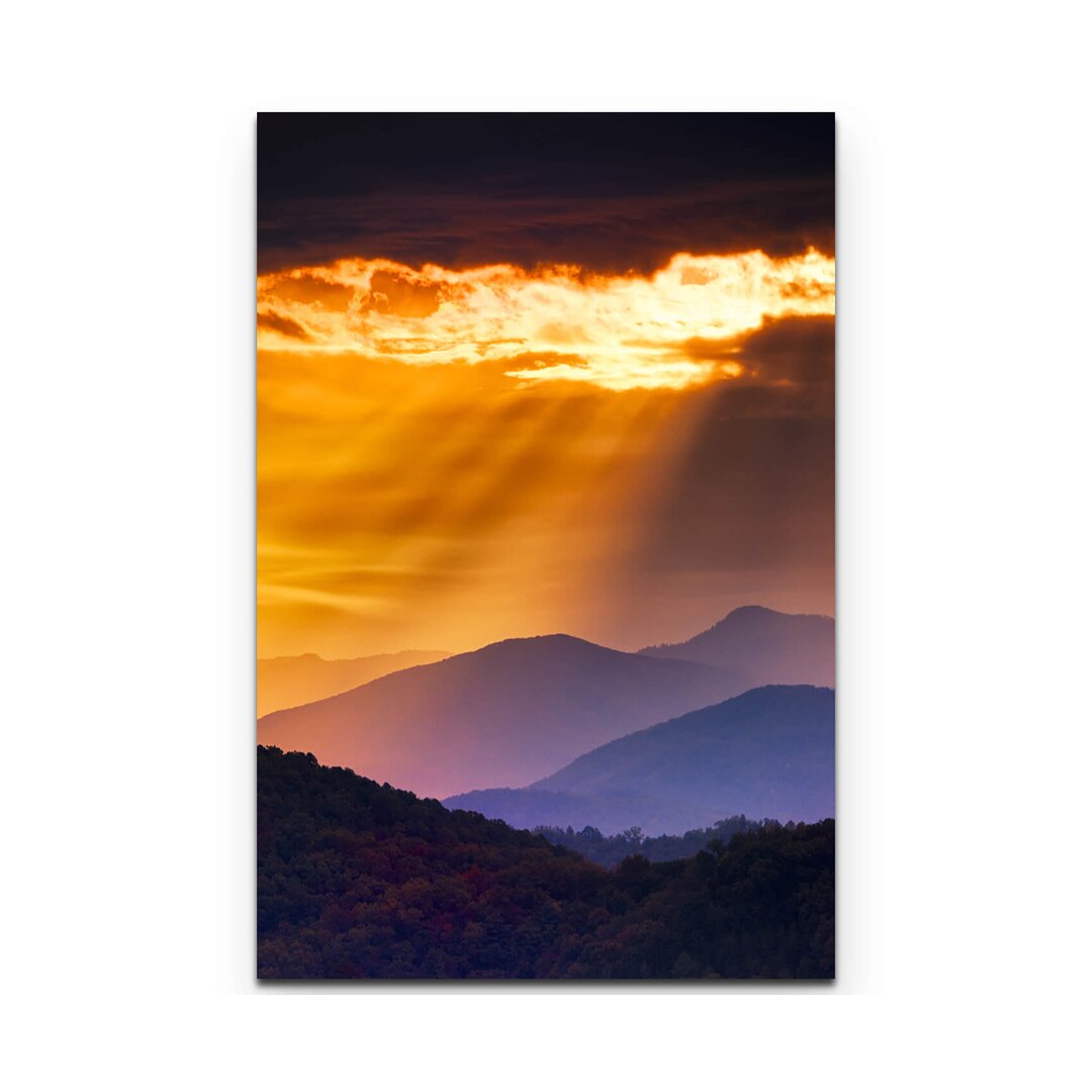 Leinwandbild Sonnenstrahlen über den Smoky Mountains