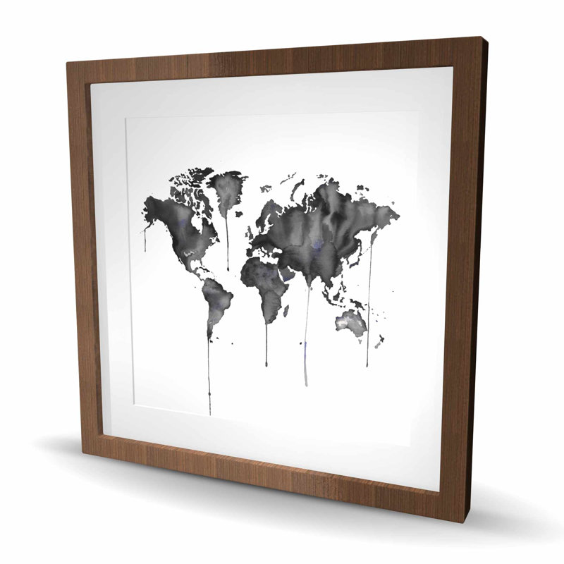Watercolor World Map - Satellites, reproduction encadrée