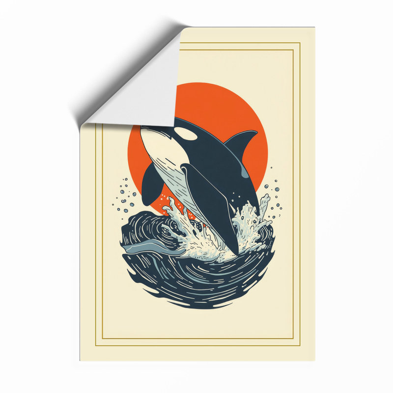 Breaching Orca Coastal - Framed Print, Unframed, A1 - 84.1 x 59.4 cm