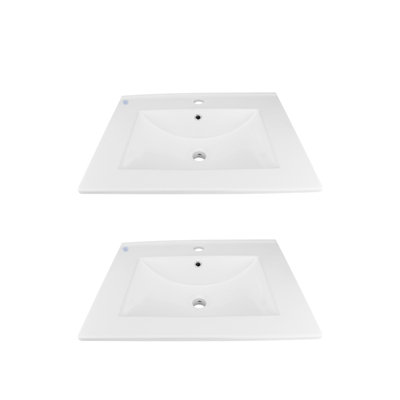 Lavabo de salle de bain mural en porcelaine vitreuse et trop-plein 24 po
