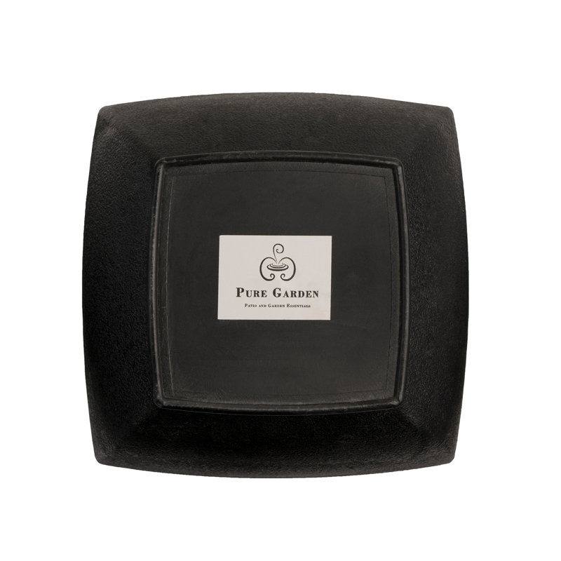 Modern Black Polyresin Tabletop Water Fountain with River Rocks