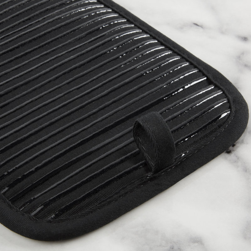 KitchenAid Quilted Kitchen Towel, Oven Mitt & Potholder Set 4-Pack, Onyx Black