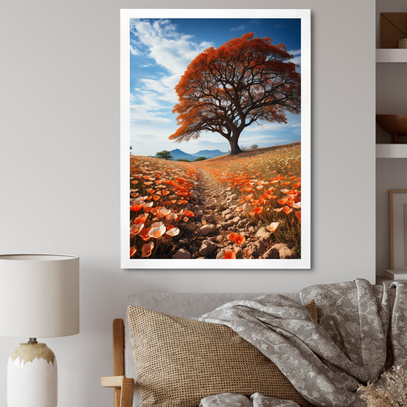 «A Canopy Tree in Wildflowers I», reproduction sur toile, H 20 po x l 12 po x P 1 po, Cadre simple blanc