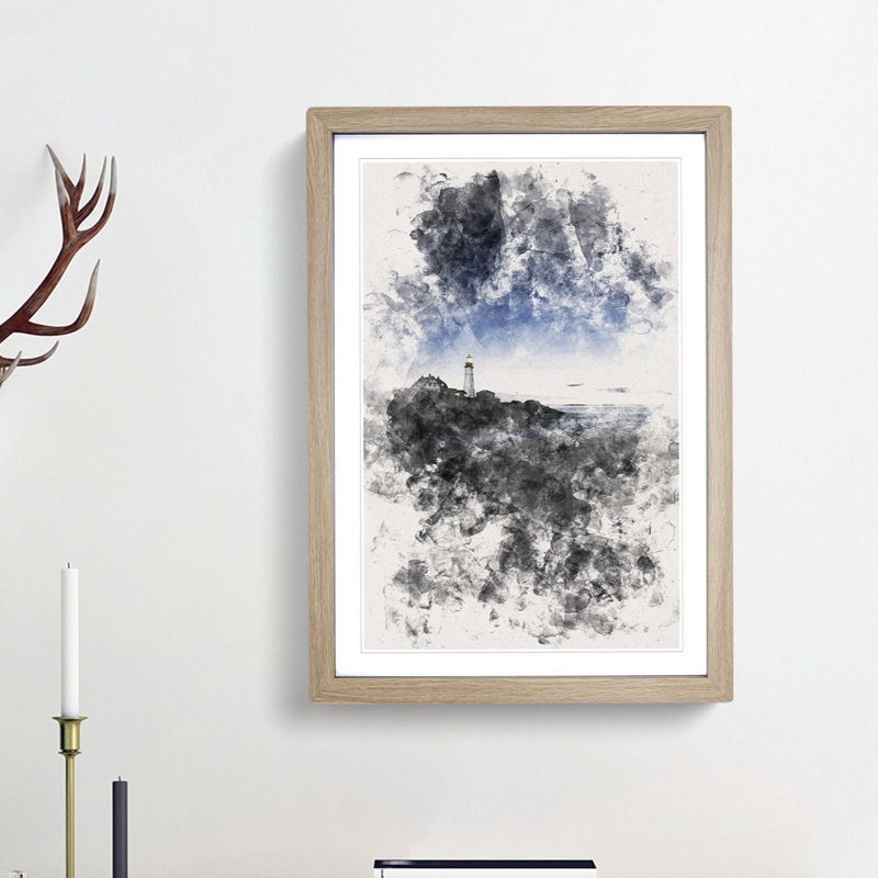 Portland Maine Lighthouse - Framed Print, Oak Framed, 33cm H x 24cm W x 2cm D