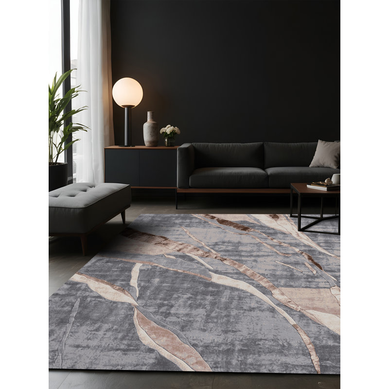 Tapis rose soyeux et moelleux, Rectangulaire 3 pi x 5 pi