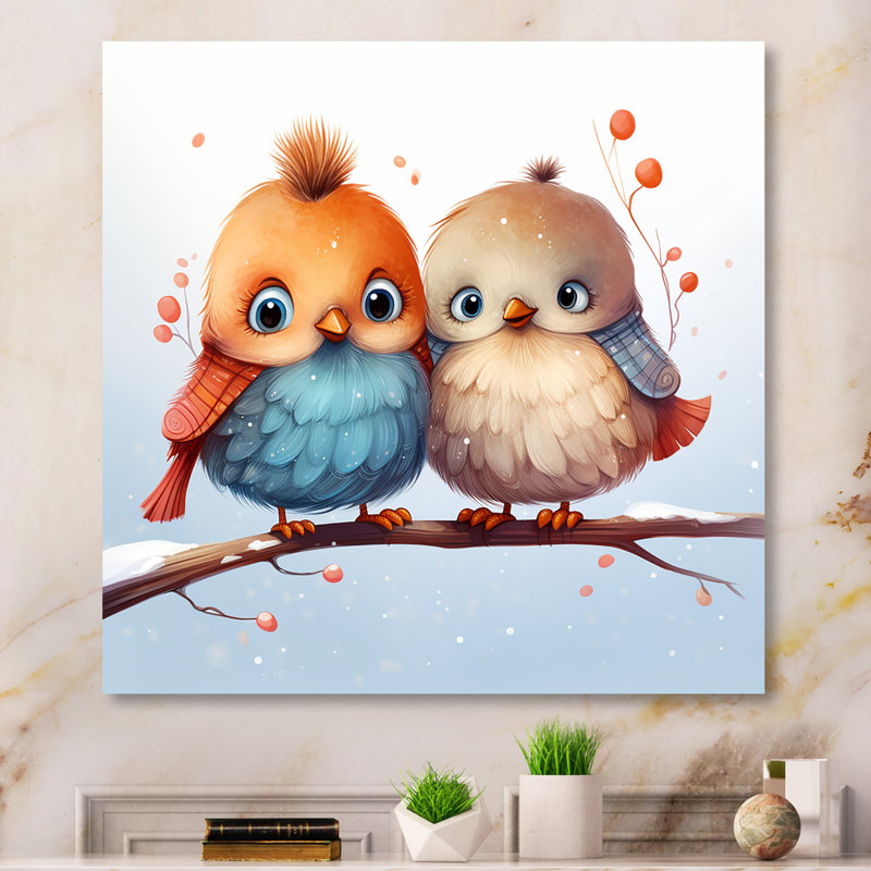 «Winter Winter Bird Lovers For Nursery I», art mural oiseau, Toile tendue, 36" H x 36" W