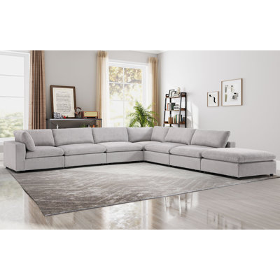 Canapé modulaire rembourré avec repose-pieds 7 pièces Nuccio