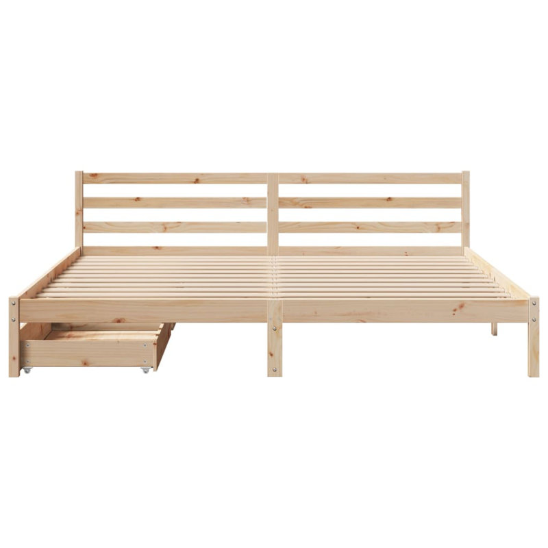 Solid Wood Storage Bed, Brown, Super King (6')