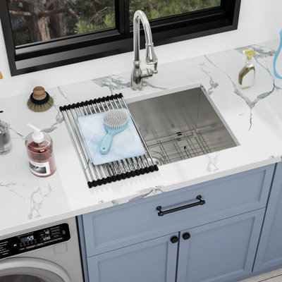 23" L x 18" W x 12" D Undermount Laundry Utility Sink 16 Guage Stainless Steel Kitchen Sink