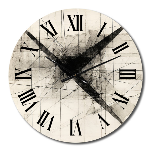 DesignArt Minimalist Black And White VI Metal Wall Clock | Wayfair