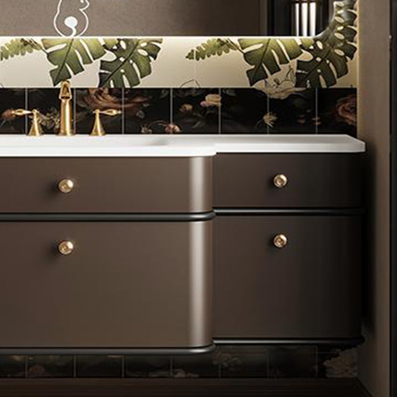 Armoire de salle de bain élégante de style français., H 19,69 po x l 47,24 po x P 21,65 po, Marron foncé