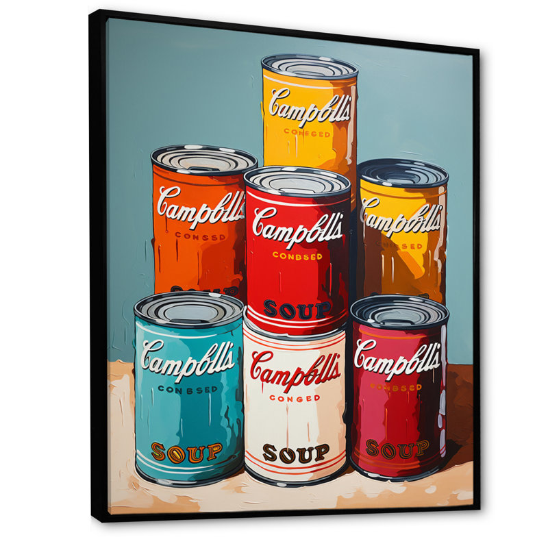 «Tildra Pop Art Campbells Soup III», reproduction sur toile, H 44 po x l 34 po x P 1,5 po, Cadre flottant noir