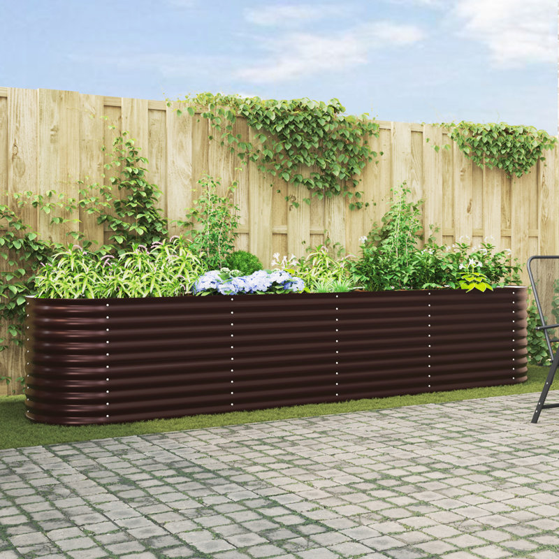 Raised Garden Bed, Brown, 81cm H x 400cm W x 80cm D
