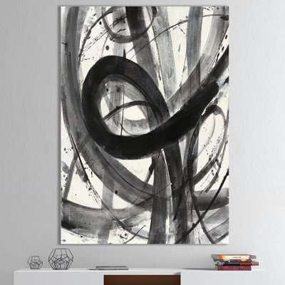 Abstrait noir et blanc sur toile, minimaliste
