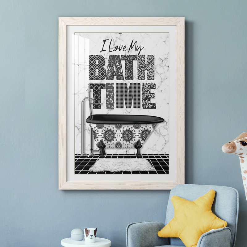 Bath Time - Art textuel, cadre photo, H 37,5 po x l 27,5 po x P 1,5 po, Papier encadré blanc