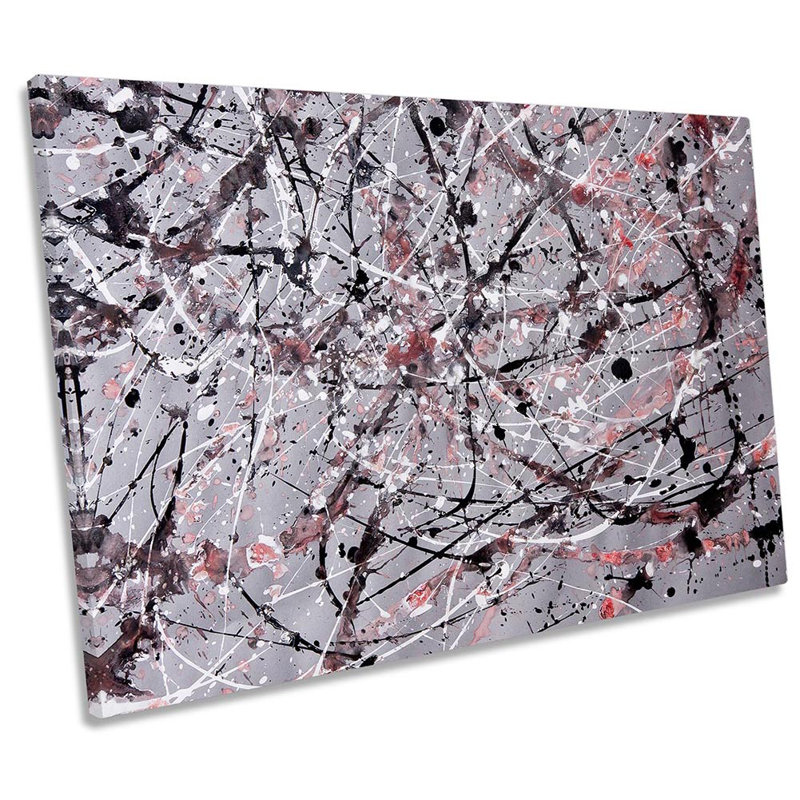 Abstract Grey Splatter - Wrapped Canvas Print, 61cm H x 91.4cm W x 4cm D