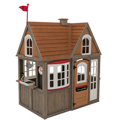 111.76cm W x 182.88cm D Outdoor Solid Wood Playhouse with Kitchen