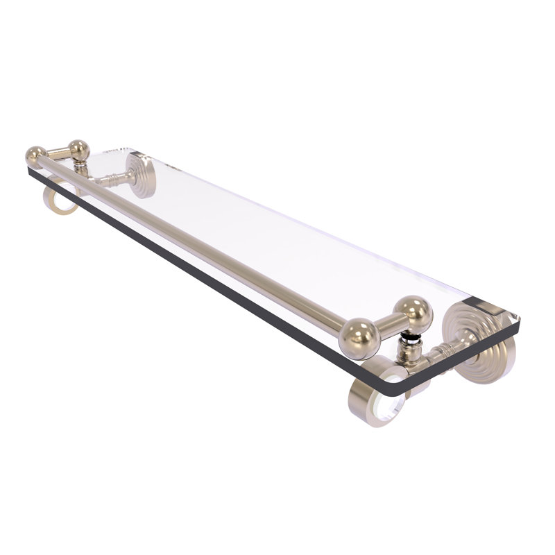 Jarrell Glass Bracket Shelf with Towel Bar, 3.5" H x 22" W x 5.5" D, Antique Pewter