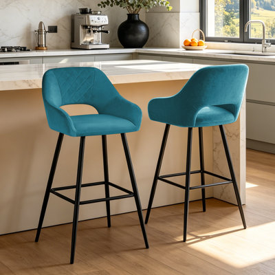 Yes Velvet Bar Stool with Iron Frame